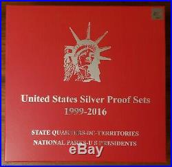 1999 2016 Silver Proof Set Collection with Official Storage Box