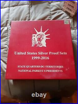 1999-2016 U. S. Mint Silver proof sets in collector box