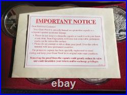 1999 2OZ SILVER PROOF COINS 5 Coin Set WithBox & COA. 999 Fine The Washington Mint