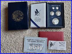 1999 Alaska Silver Proof Set Official State Medallions 5 Coin With Box + CoA