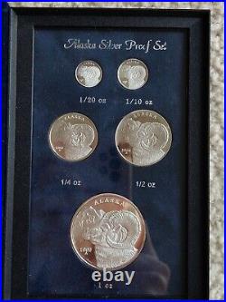 1999 Alaska Silver Proof Set Official State Medallions 5 Coin With Box + CoA