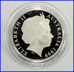 1999 Australia Majestic Images Proof Silver Dollar Box, COA Gorgeous Coin