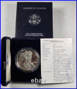 1999 P US Silver Proof Silver Eagle withUS Mint Box & COA