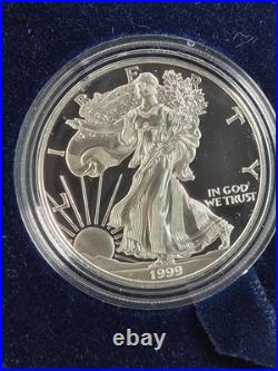 1999 P US Silver Proof Silver Eagle withUS Mint Box & COA