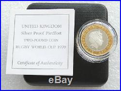 1999 Rugby Hologram Piedfort £2 Two Pound Silver Proof Coin Box Coa