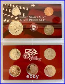 1999 S Complete U S Mint Silver Proof Set With Box And Coa 1.32 Oz. Of Silver