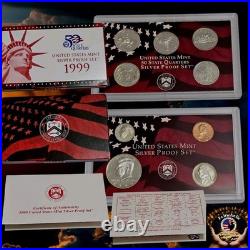 1999 S SILVER Proof Set in Original Box with COA, From Storage FIRST IN SERIES