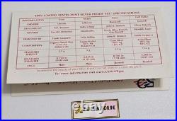 1999 S SILVER Proof Set in Original Box with COA, From Storage FIRST IN SERIES