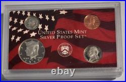 1999-S US Mint SILVER Proof Set With Original Box & COA 9 Coins Box Distressed