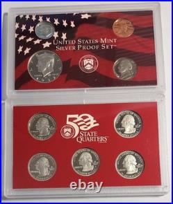 1999-S US Mint SILVER Proof Set With Original Box & COA 9 Coins Box Distressed