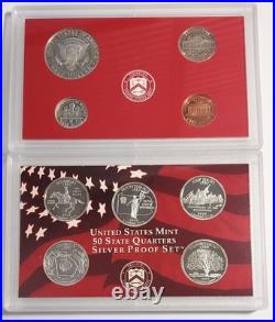1999-S US Mint SILVER Proof Set With Original Box & COA 9 Coins Box Distressed