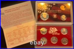 1999-S US Mint Silver Proof Set OGP COA & Box 9 Coins 90% United States