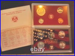 1999-S US Mint Silver Proof Set OGP COA & Box 9 Coins 90% United States
