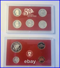 1999 S US Mint Silver Proof Set with State Quarters US Mint Box & COA