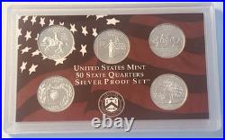 1999 S US Mint Silver Proof Set with State Quarters US Mint Box & COA