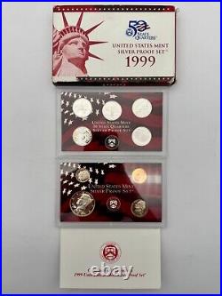 1999-S United States Mint Silver Proof Set OGP COA & Box 9 Coins 90% 1999-S United States Mint Silver Proof Set OGP COA & Box 9 Coins 90%