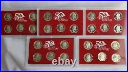 1999 thru 2003 S Proof Silver Quarters 25 Coins 5 Sets No Box No COA 90% Silver