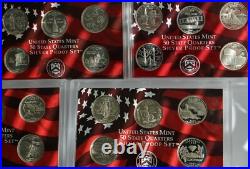 1999 thru 2003 S Proof Silver Quarters 25 Coins 5 Sets No Box No COA 90% Silver