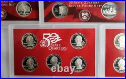 1999 thru 2003 S Proof Silver Quarters 25 Coins 5 Sets No Box No COA 90% Silver