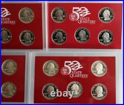 1999 thru 2003 S Proof Silver Quarters 25 Coins 5 Sets No Box No COA 90% Silver