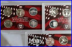 1999 thru 2003 S Proof Silver Quarters 25 Coins 5 Sets No Box No COA 90% Silver