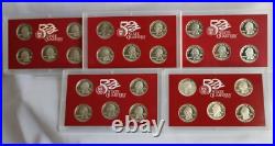 1999 thru 2003 S Proof Silver Quarters 25 Coins 5 Sets No Box No COA 90% Silver