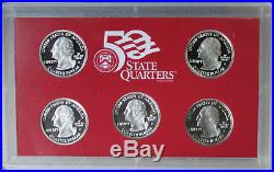 1999 thru 2008 Silver Proof State Quarter Run Silver No Box or COA 50 Coins
