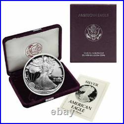 (1) 1987 S 1oz US American Silver Eagle $1 Dollar Proof Bullion Coin withBox & COA
