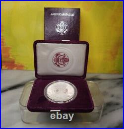 (1) 1991 S 1oz US American Silver Eagle $1 Dollar Proof Bullion Coin withBox Vtg
