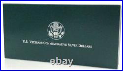 (1) 1994 US Veterans Commemorative Silver Dollars Proof 3 Coin Set with Box & COA