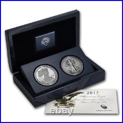 (1) 2012 S Two-Coin Silver Proof Set American Eagle San Francisco OGP withBox&COA