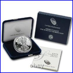 (1) 2014 W 1oz US American Silver Eagle $1 Dollar Proof Bullion Coin withBox & COA