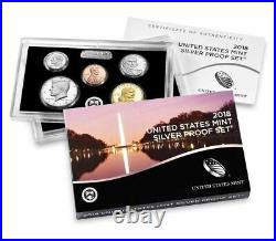 (1) 2018 S United States SILVER Proof Set in Original Box with COA