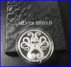 1 oz. 999 Silver Shield InfoIndCom In-Q-Tel Proof With COA & Box Kraken Octopus