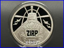 1 oz Silver Proof 2023 Zero Interest Rate Policy Silver Shield. 999 Pure COA BOX