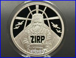 1 oz Silver Proof 2023 Zero Interest Rate Policy Silver Shield. 999 Pure COA BOX
