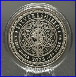 1 oz Silver Proof 2023 Zero Interest Rate Policy Silver Shield. 999 Pure COA BOX