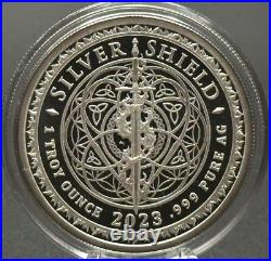 1 oz Silver Proof 2023 Zero Interest Rate Policy Silver Shield. 999 Pure COA BOX