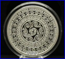 1 oz Silver Proof Celtic Swirls Silver Shield. 999 Pure COA BOX 2023 Geometry