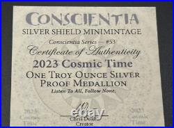 1 oz Silver Proof Cosmic Time. 999 Pure Silver COA BOX Full Moon Cosmos Cosmic