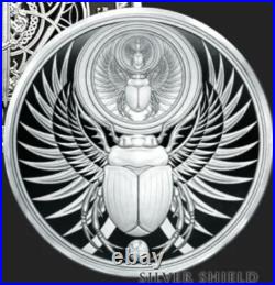1 oz Silver Proof Eternity Alpha Scarab Beetle Egypt. 999 Pure Silver COA BOX