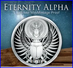 1 oz Silver Proof Eternity Alpha Scarab Beetle Egypt. 999 Pure Silver COA BOX
