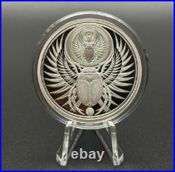 1 oz Silver Proof Eternity Alpha Scarab Beetle Egypt. 999 Pure Silver COA BOX