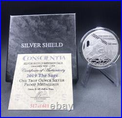 1 oz Silver Shield Proof Conscientia Series The Sage with COA & Box