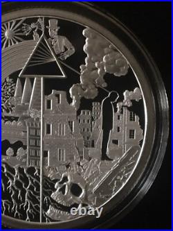 1 oz silver proof Dark Side Of Humanity. 999 Pure COA BOX SSG Silver Shield