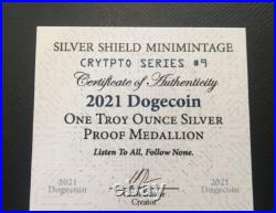 1 oz silver proof Dogecoin 2021.999 Pure COA Box Silver Shield SSG limited