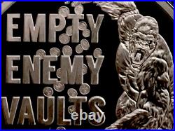 1 oz silver proof Empty Enemy Vaults. 999 Pure COA BOX SSG 2021 Silver Shield