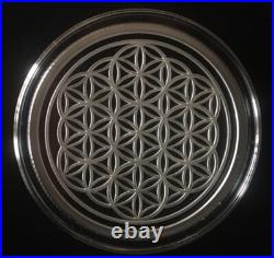 1 oz silver proof Flower Of Life. 999 Pure COA BOX SSG Sacred Geometry Shield