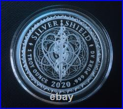 1 oz silver proof Flower Of Life. 999 Pure COA BOX SSG Sacred Geometry Shield
