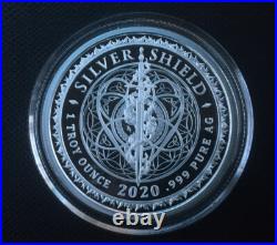 1 oz silver proof Flower Of Life. 999 Pure COA BOX SSG Sacred Geometry Shield